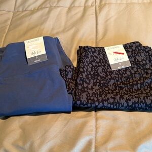Style & Co. Leggings Duo - Blue & Black Animal Print